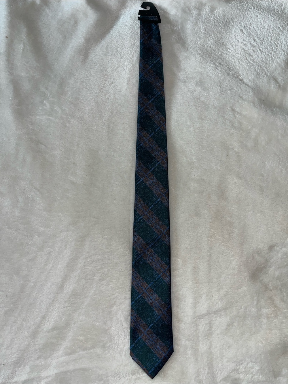 Stacy Adams Green Plaid Silk Blend Tie with Blue and Brown Accents